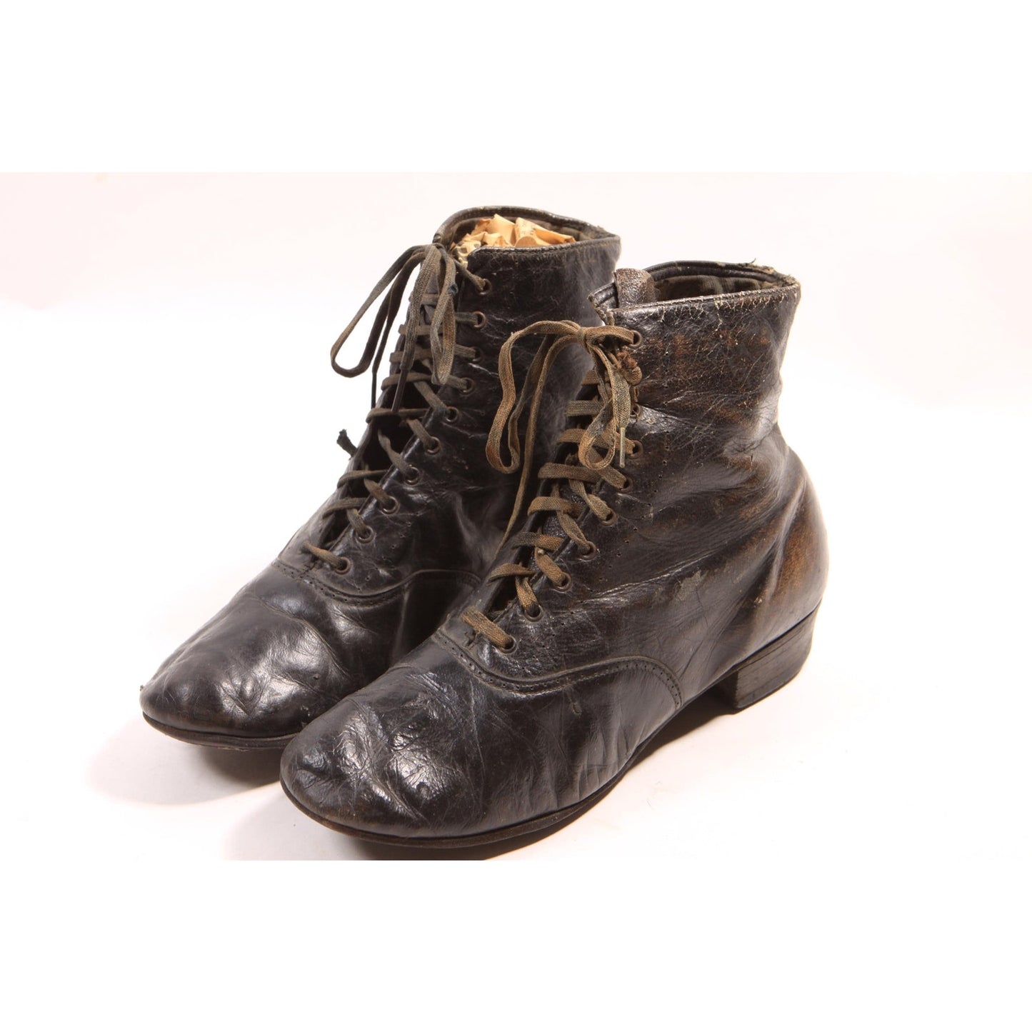 Antique Late 1800s Early 1900s Victorian Lace Up Black Boots