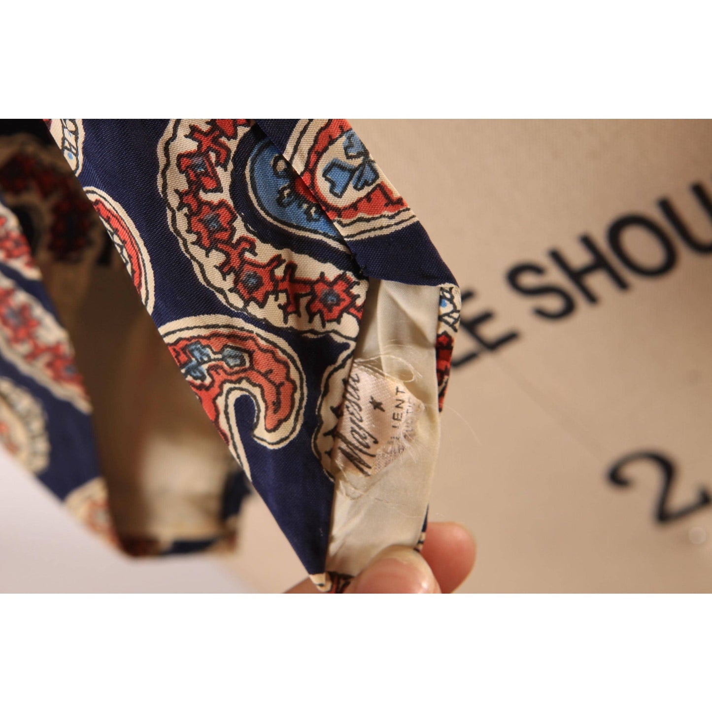 1950s Blue, Red and White Paisley Necktie Tie