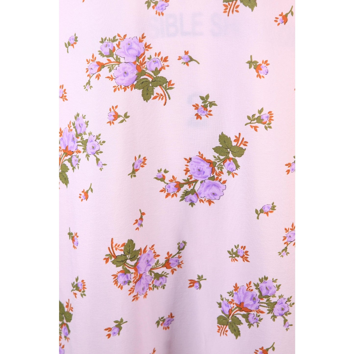 1970s Purple Floral Flower Print Long Statement Sleeve Ruffle Collar Maxi Dress -M