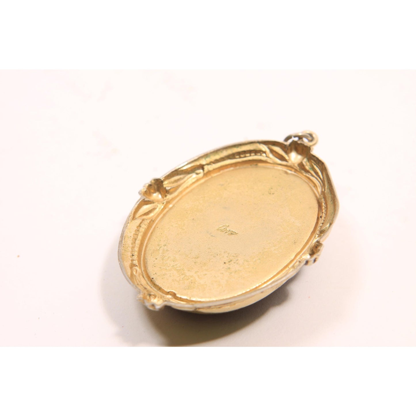 1950s 1960s Black and Gold Tone Metal Necklace Pendant by Coro