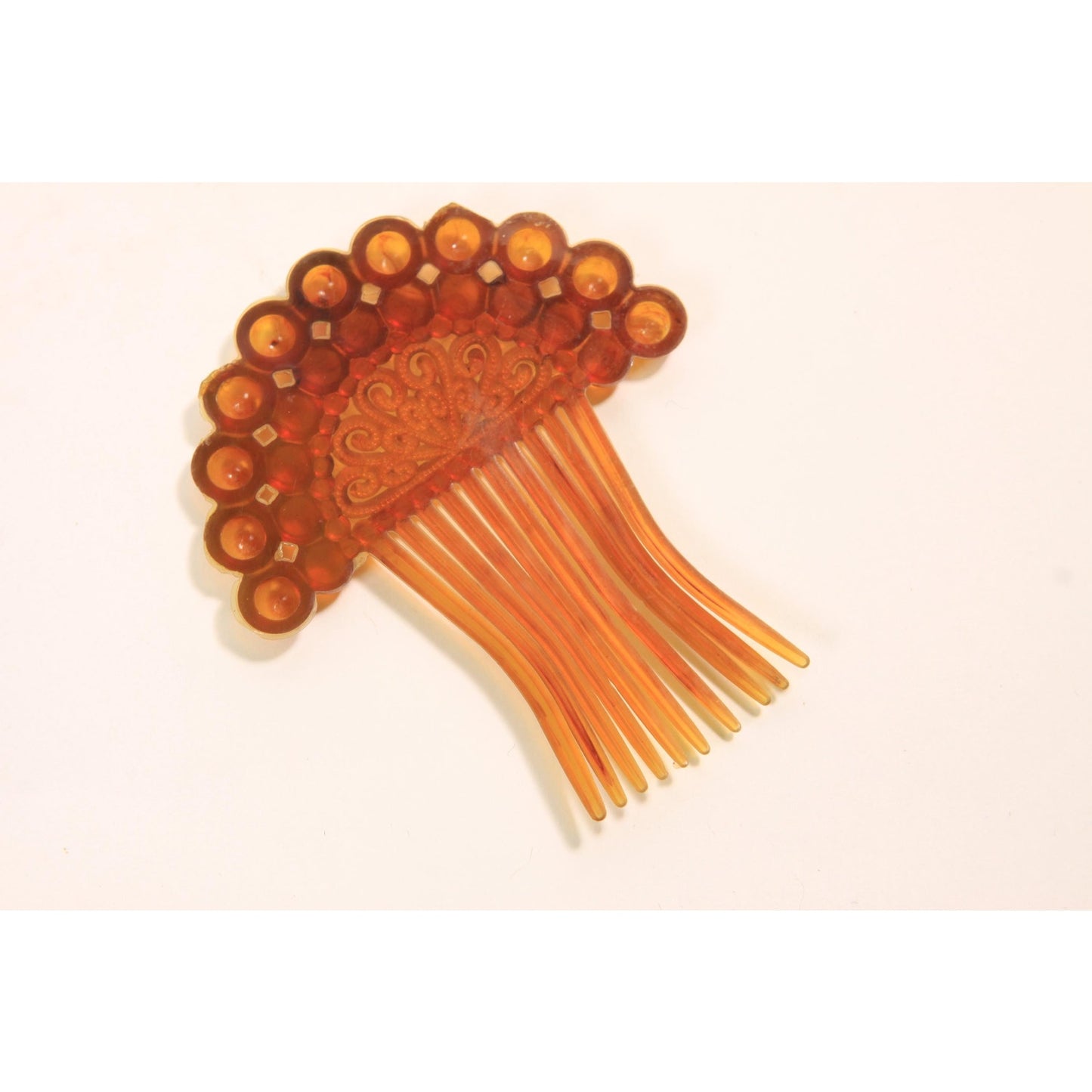 1930s 1940s Brown Plastic Fan Hair Comb