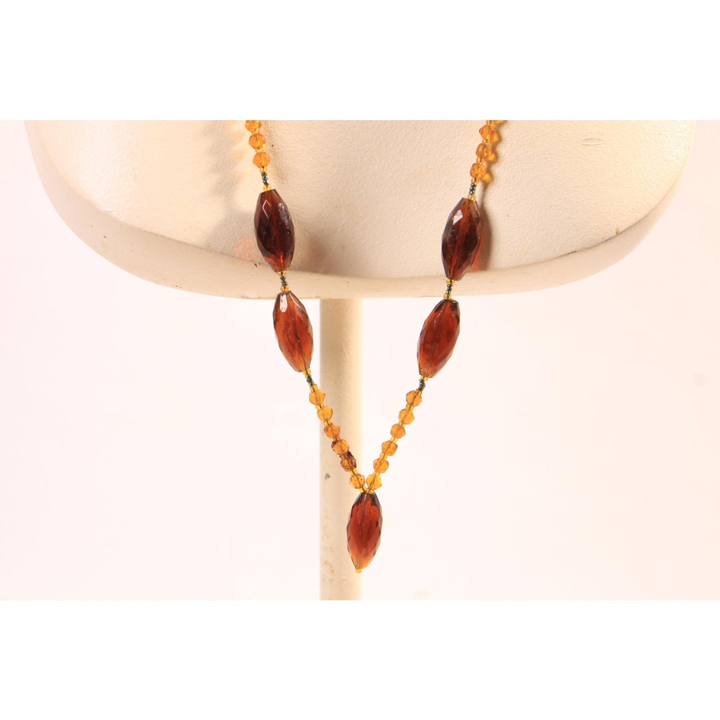 1960s Amber Yellow Glass Faceted Beaded Necklace