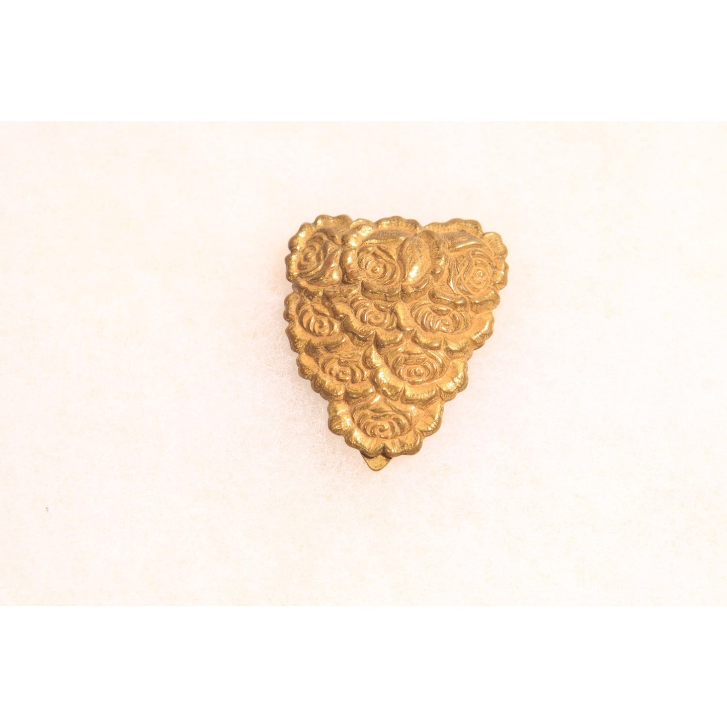Antique 1920s Gold Tone Metal Floral Flower Dress Fur Clip