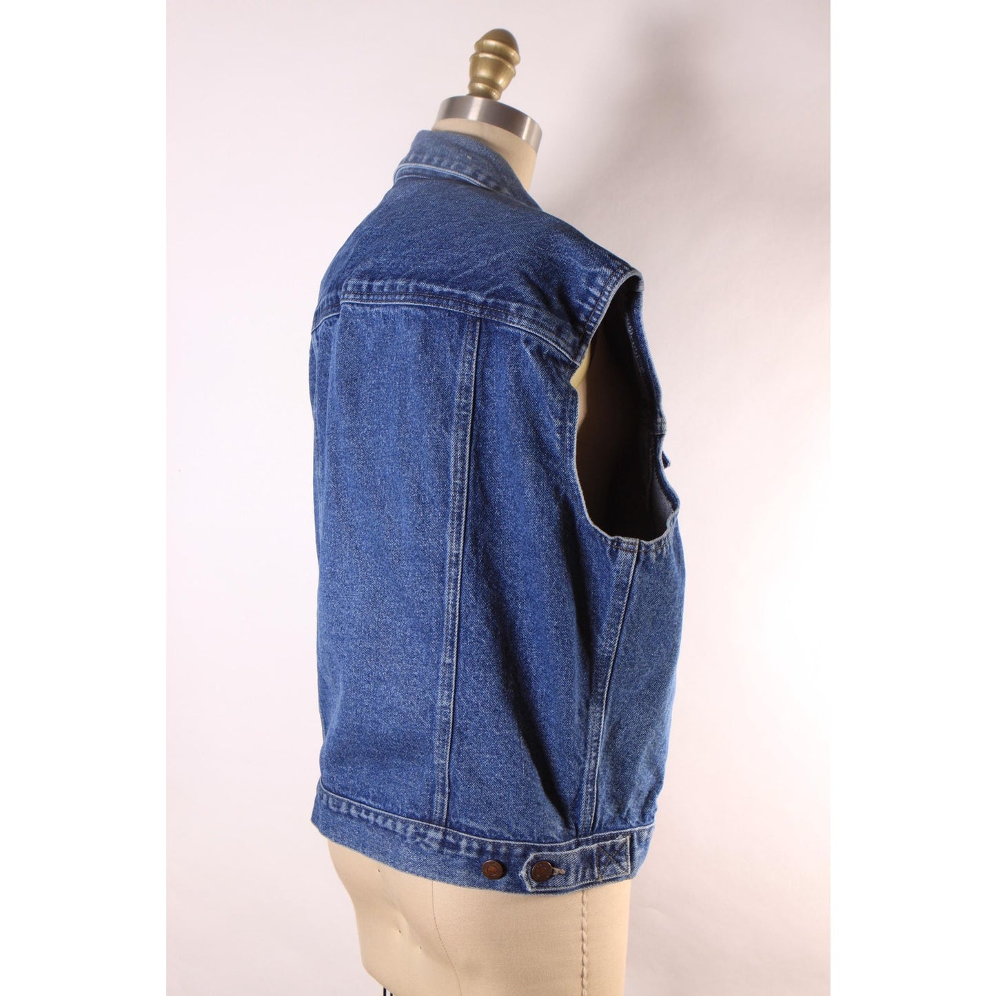 1990s Blue Denim Sleeveless Button Down Mens Vest by Calvin Klein -L