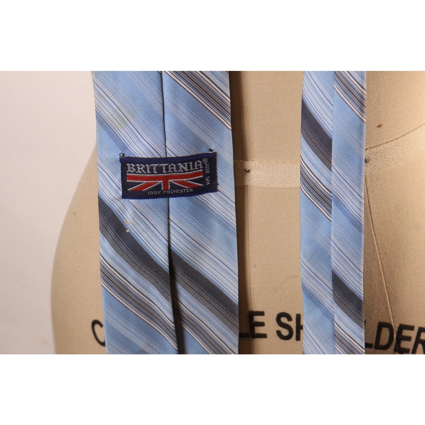 1970s Light Blue and Dark Blue Striped Necktie Tie by Brittania