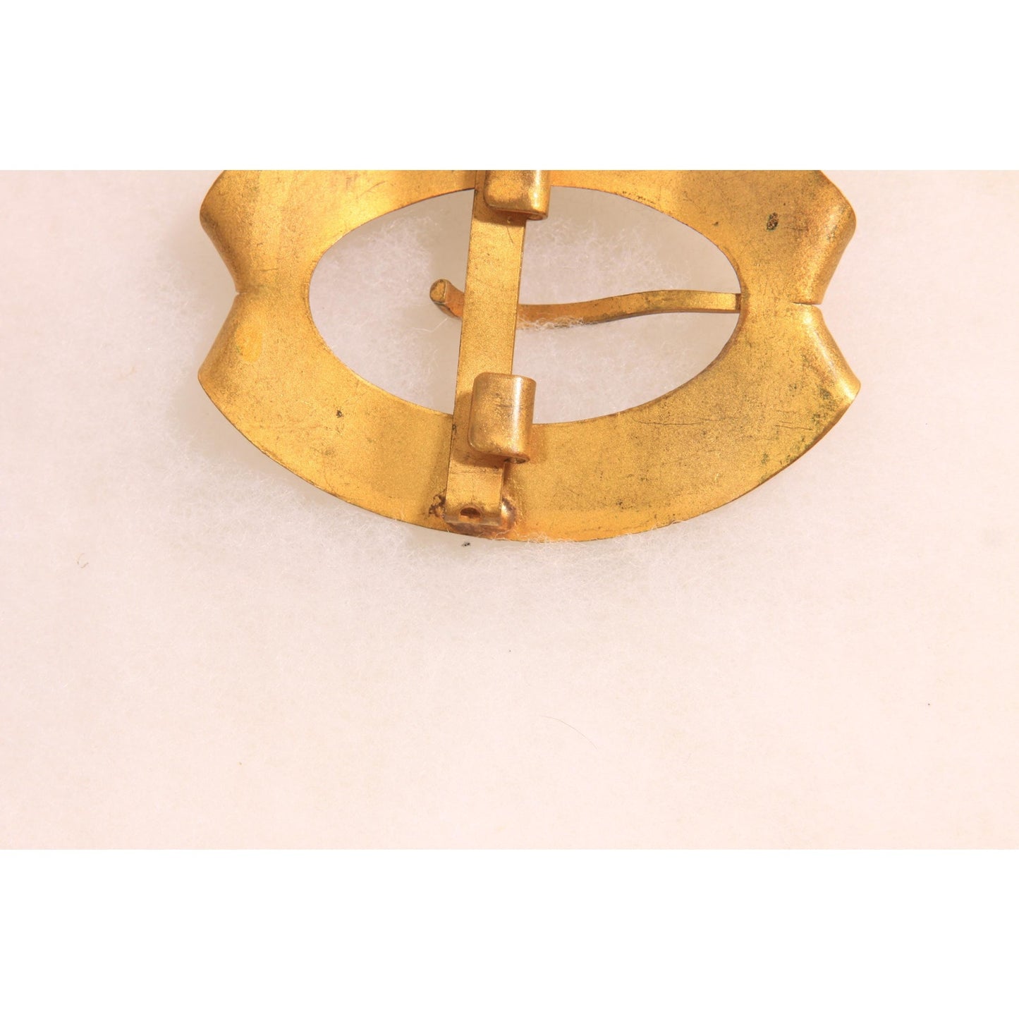 Antique 1900s 1910s Edwardian Art Nouveau Gold Tone Metal Belt Buckle
