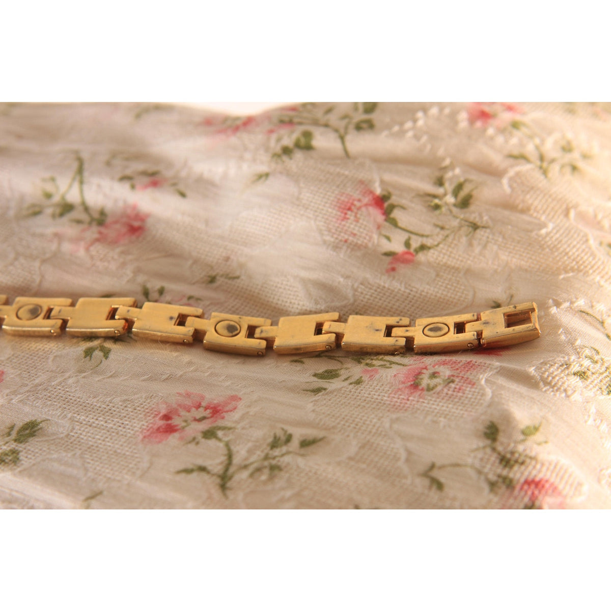 1980s Silver Tone and Gold Tone Metal Square Link Bracelet