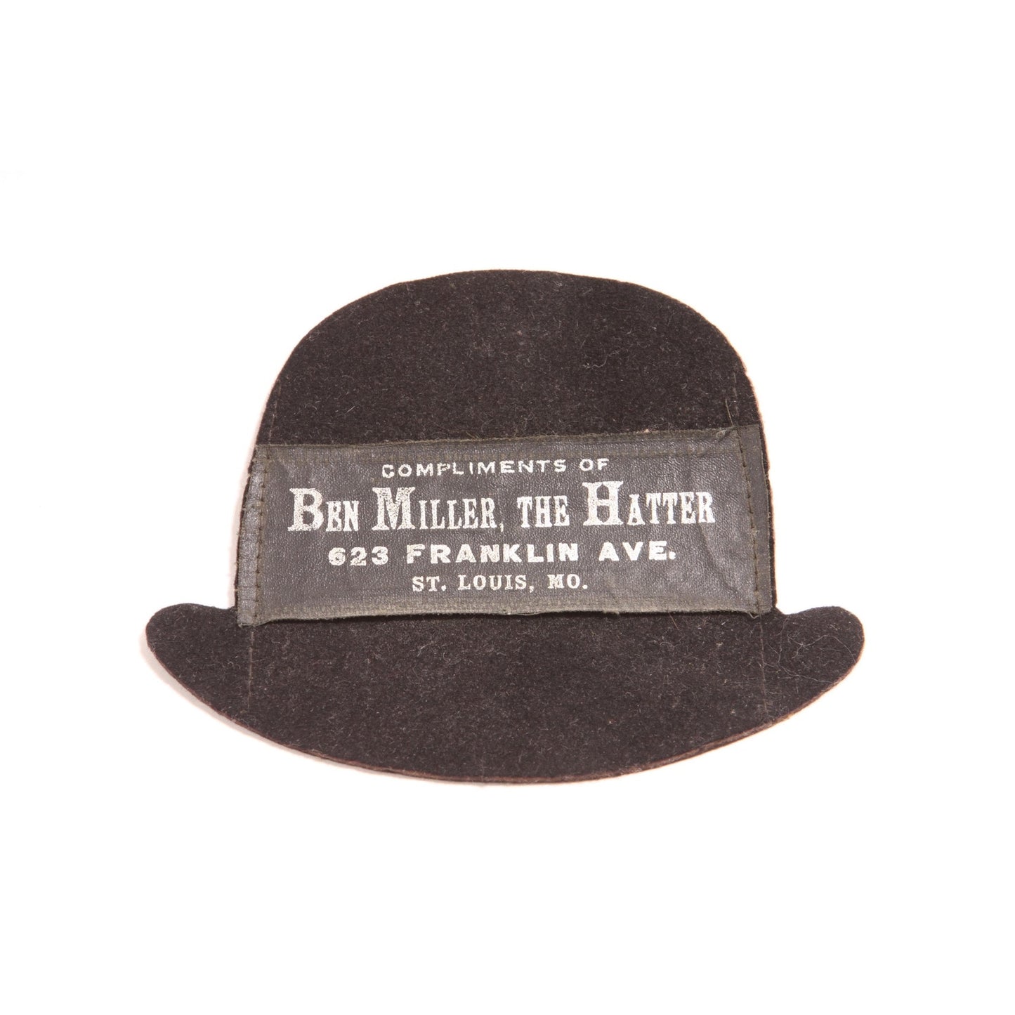 1920s 1930s Black Bowler Hat Ben Miller The Hatter Hat St Louis MO Advertisement