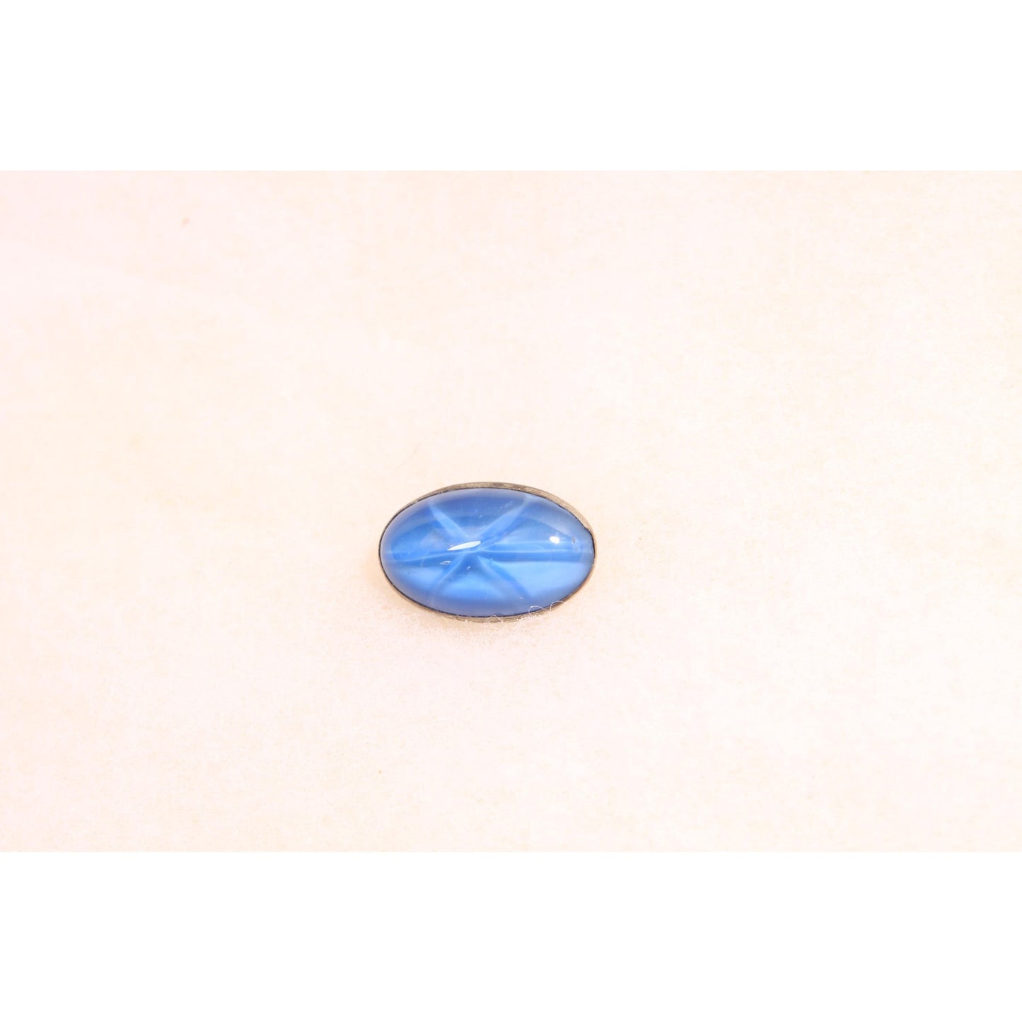 Antique 1920s Blue Starburst Sterling Silver Oval Brooch