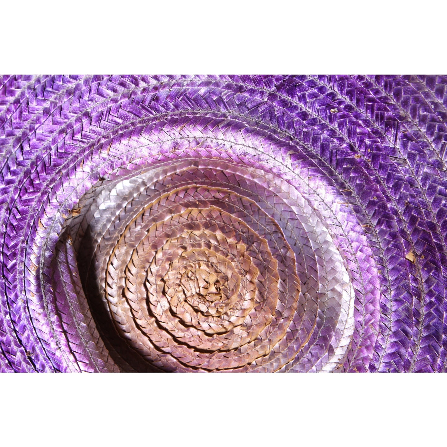 1980s Does Edwardian Victorian Style Wide Brim Purple Straw Hat with Blue Feather and Faux Flowers Floral Hat