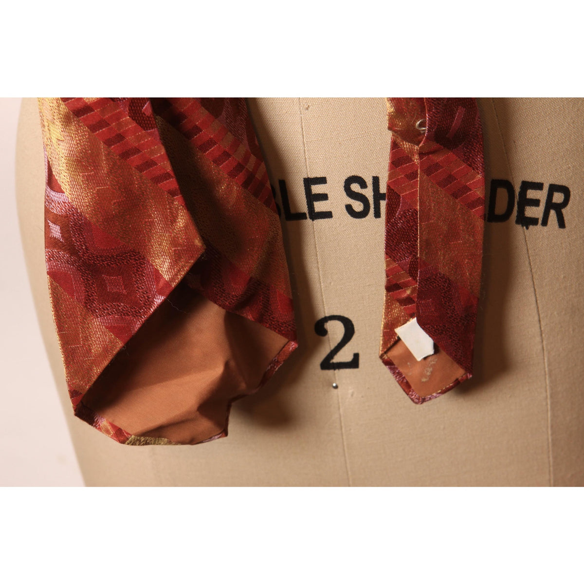 1960s Red and Gold Silk Abstract Patterned Wide Necktie Tie by Barth’s