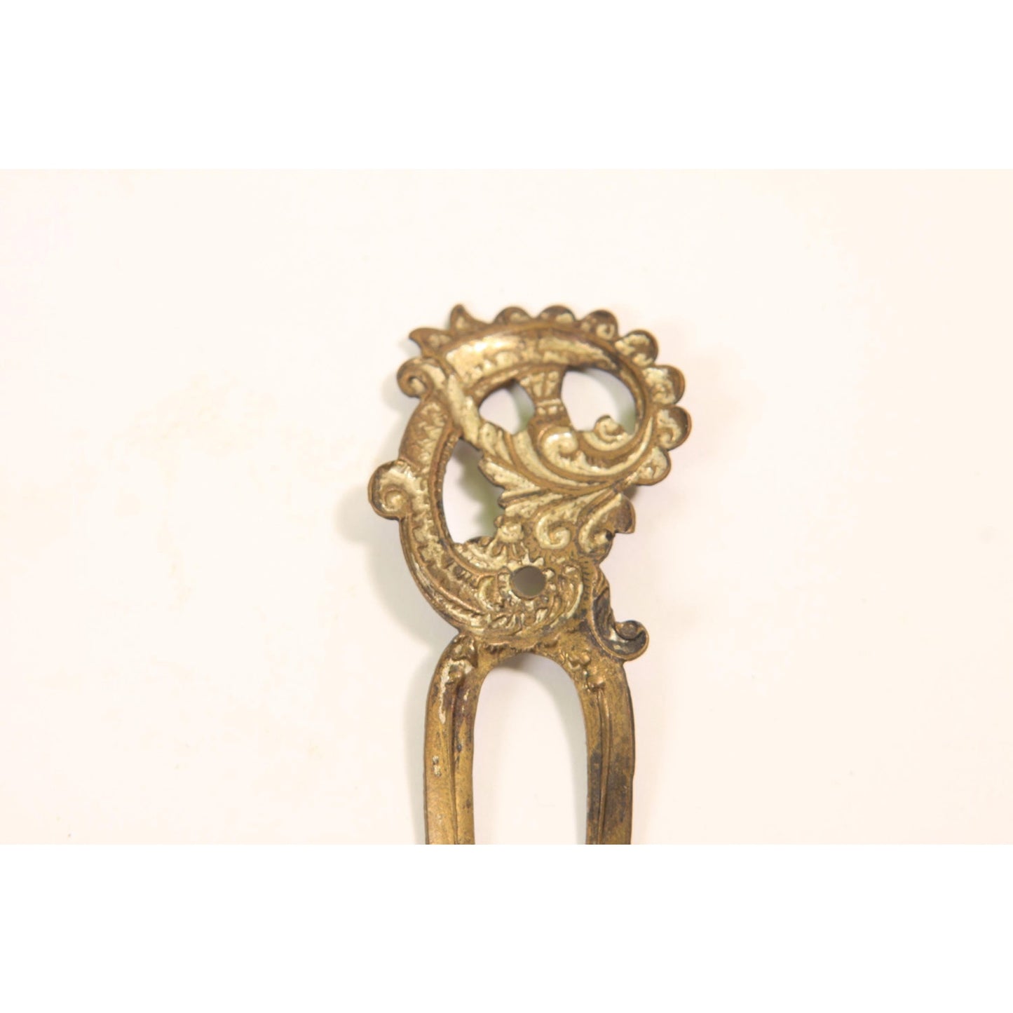 1910s 1920s Swirl Brass Tone Metal Prong Hair Fork Comb
