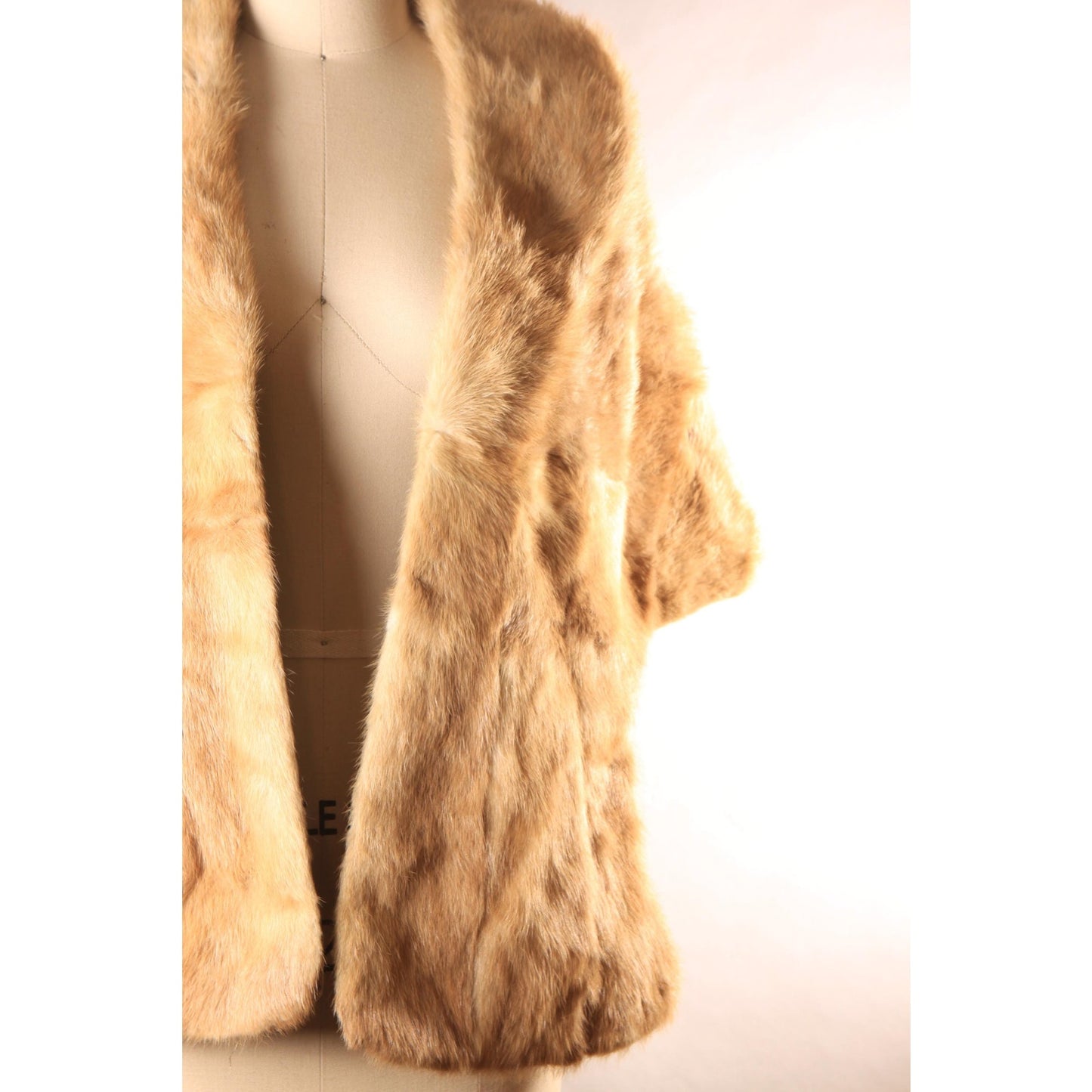 1950s Blonde Light Brown Mink Fur Wrap Shawl -XS