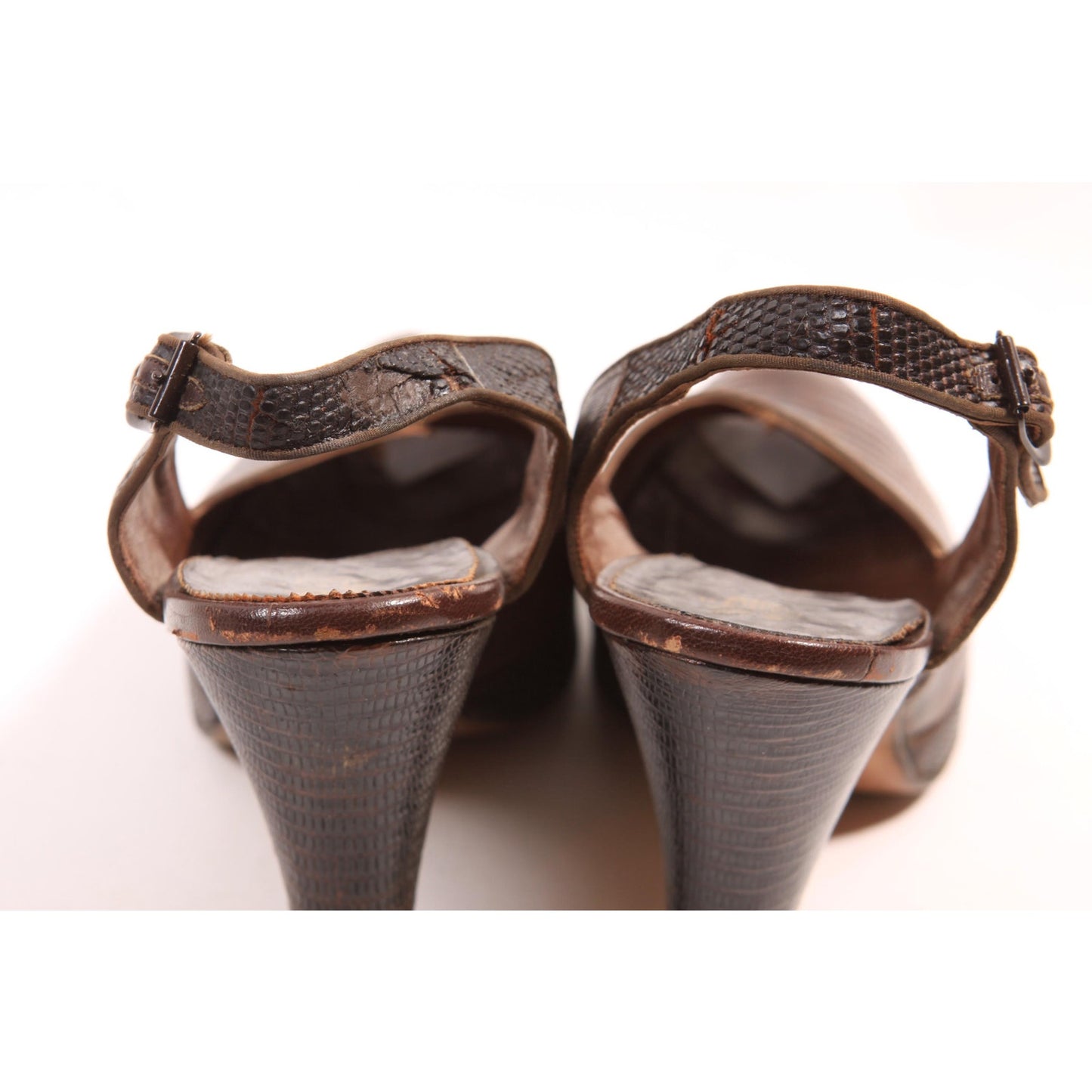 1940s Alligator Reptile Slingback Platform High Heel Pumps by Martinique