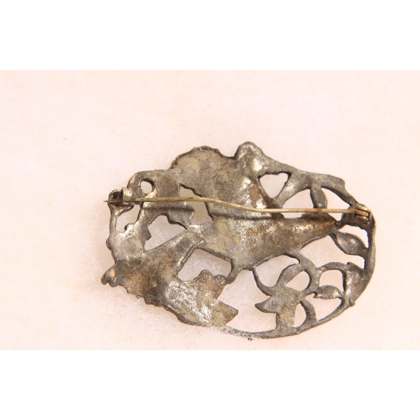 1930s Art Nouveau Novelty Pewter Flying Bird Brooch