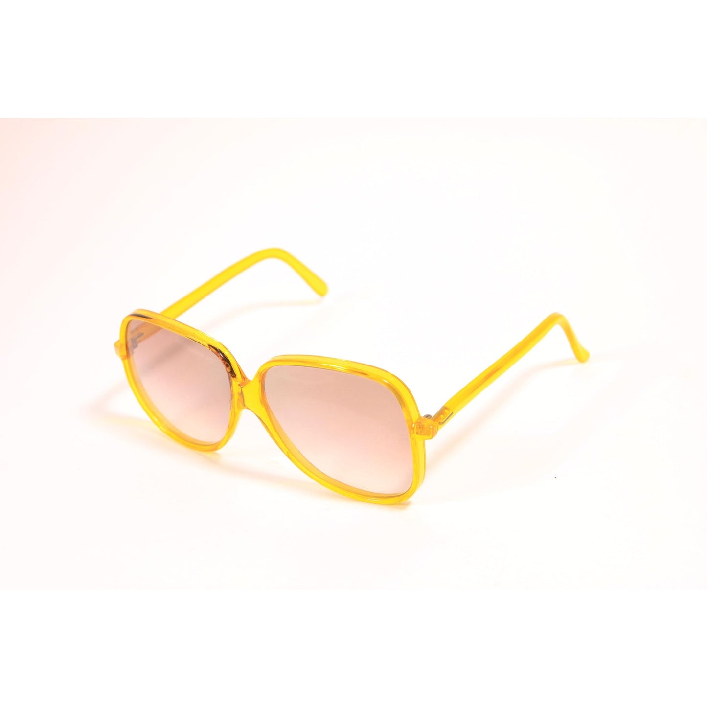 1970s Clear Yellow Oversized Plastic Frame Brown Tint Lenses Italy Sunglasses