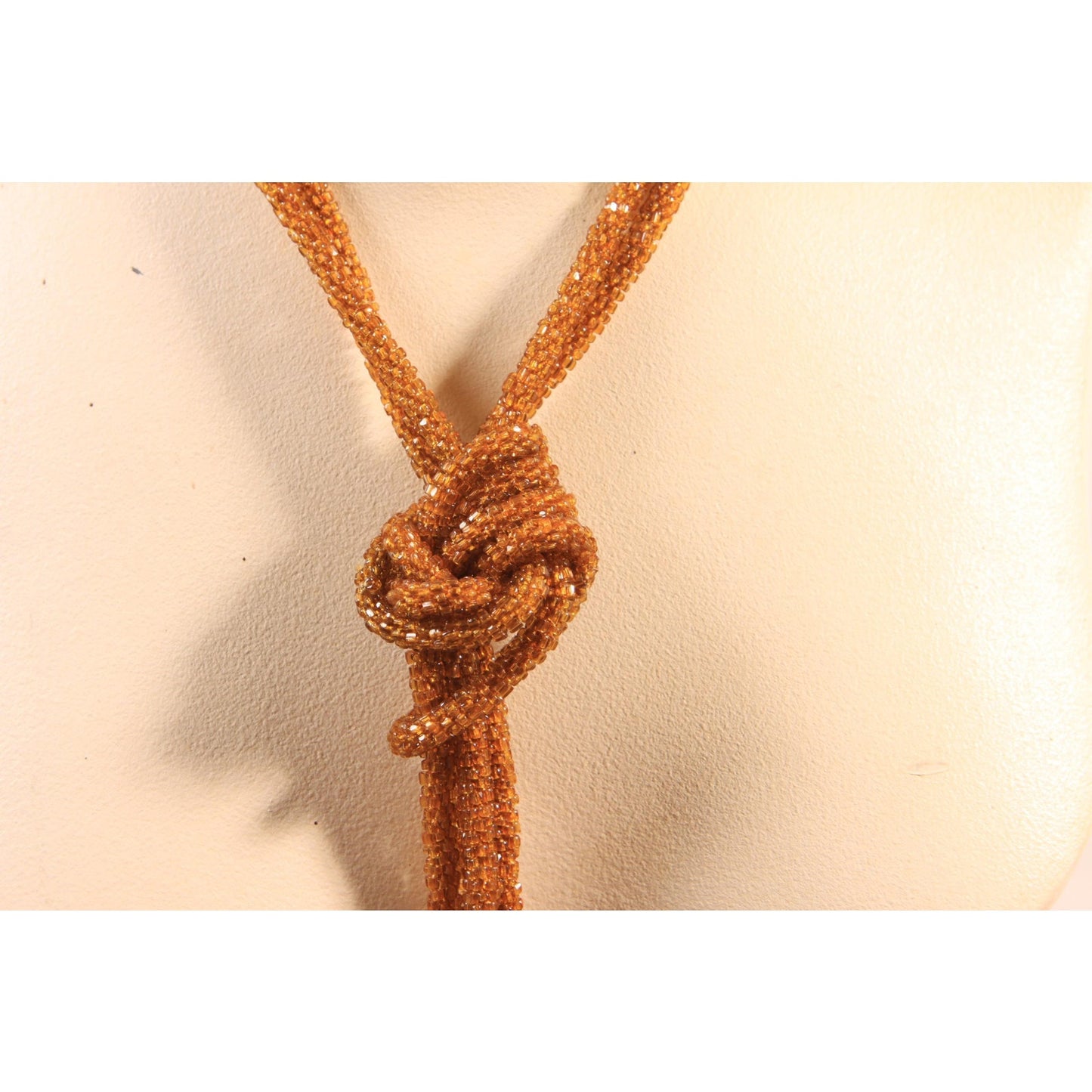 1920s Brown Beaded Pullover Flapper Necklace