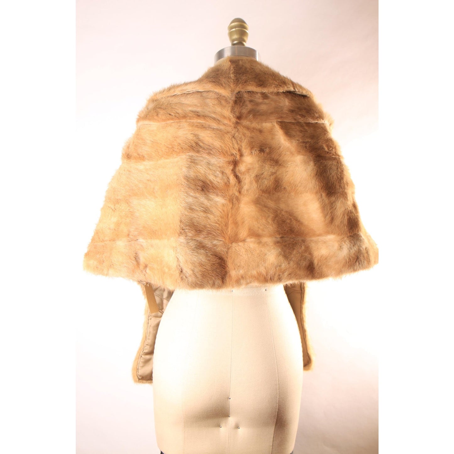 1950s Blonde Light Brown Mink Fur Wrap Shawl -XS