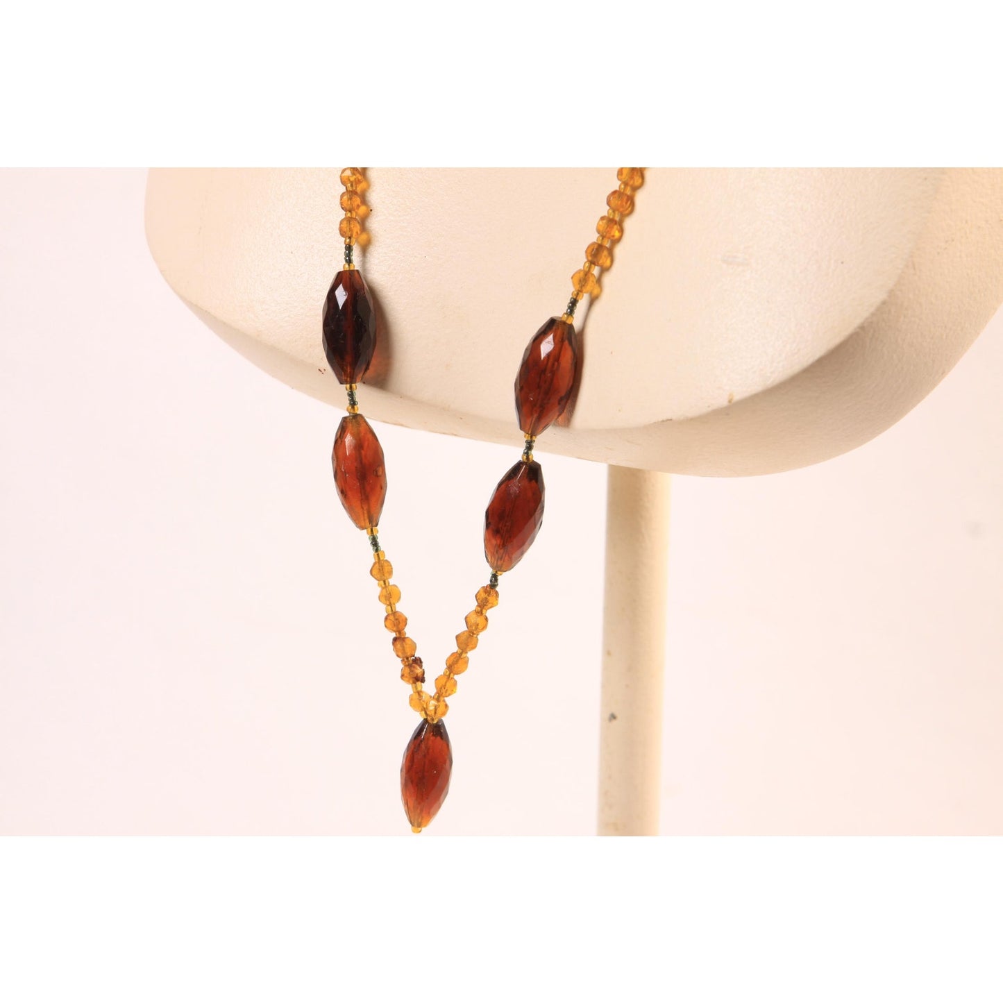 1960s Amber Yellow Glass Faceted Beaded Necklace