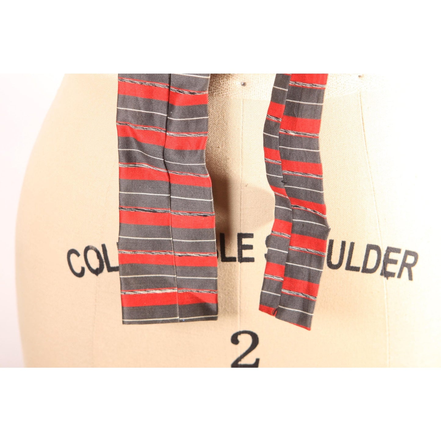 1950s Red and Gray Striped Square End Necktie Tie