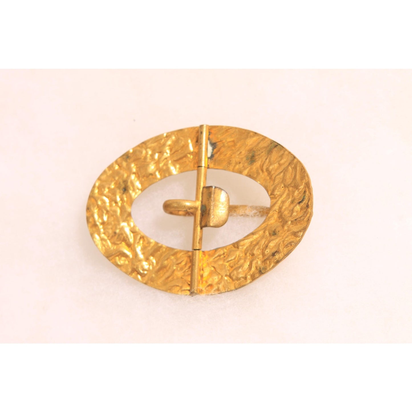 Antique 1900s Edwardian Gold Tone Metal and Blue Stone Art Nouveau Belt Buckle