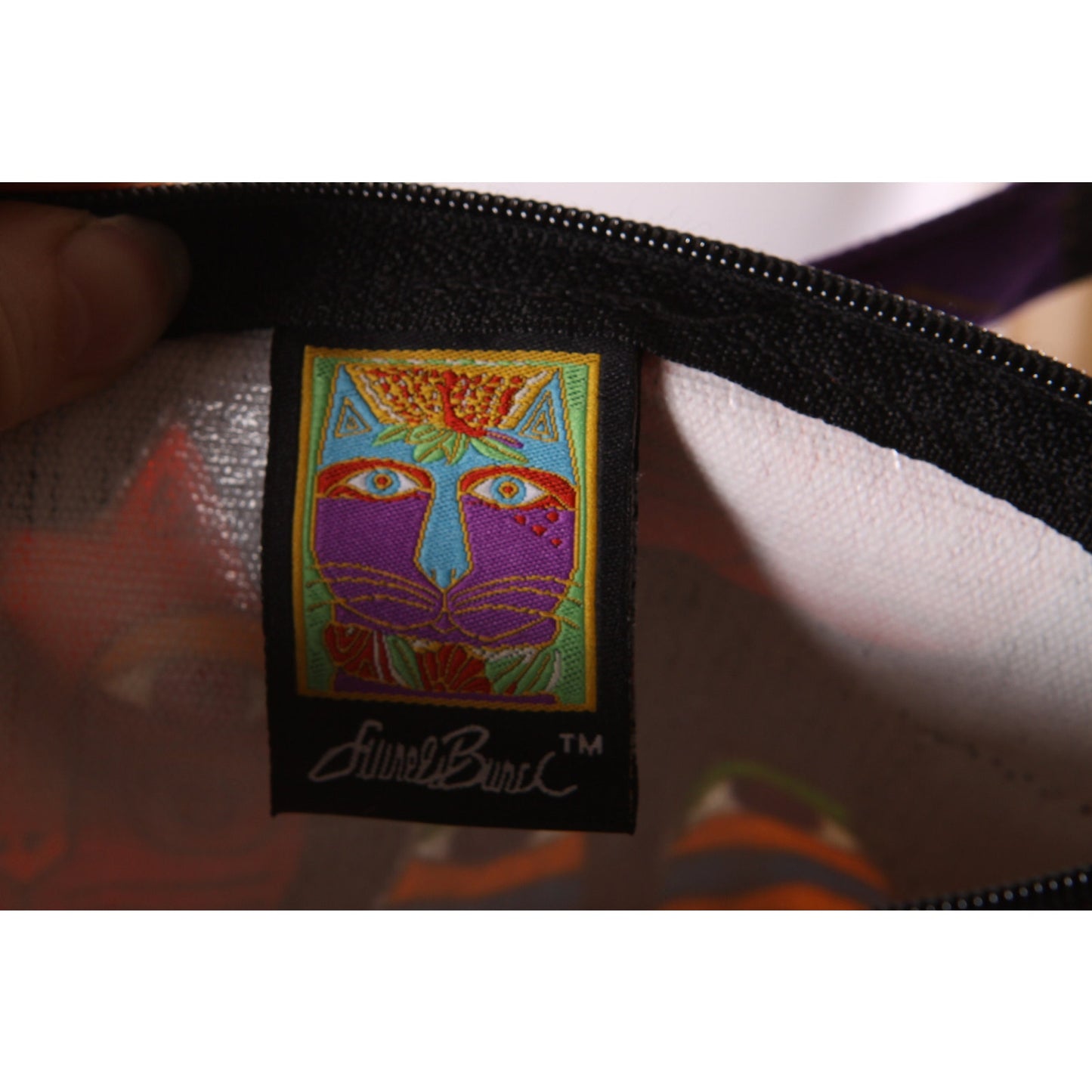 Deadstock 1980s Novelty Rainbow Multi-Colored Cat Print Top Handle Crossbody Shoulder Strap Purse by Laurel Burch