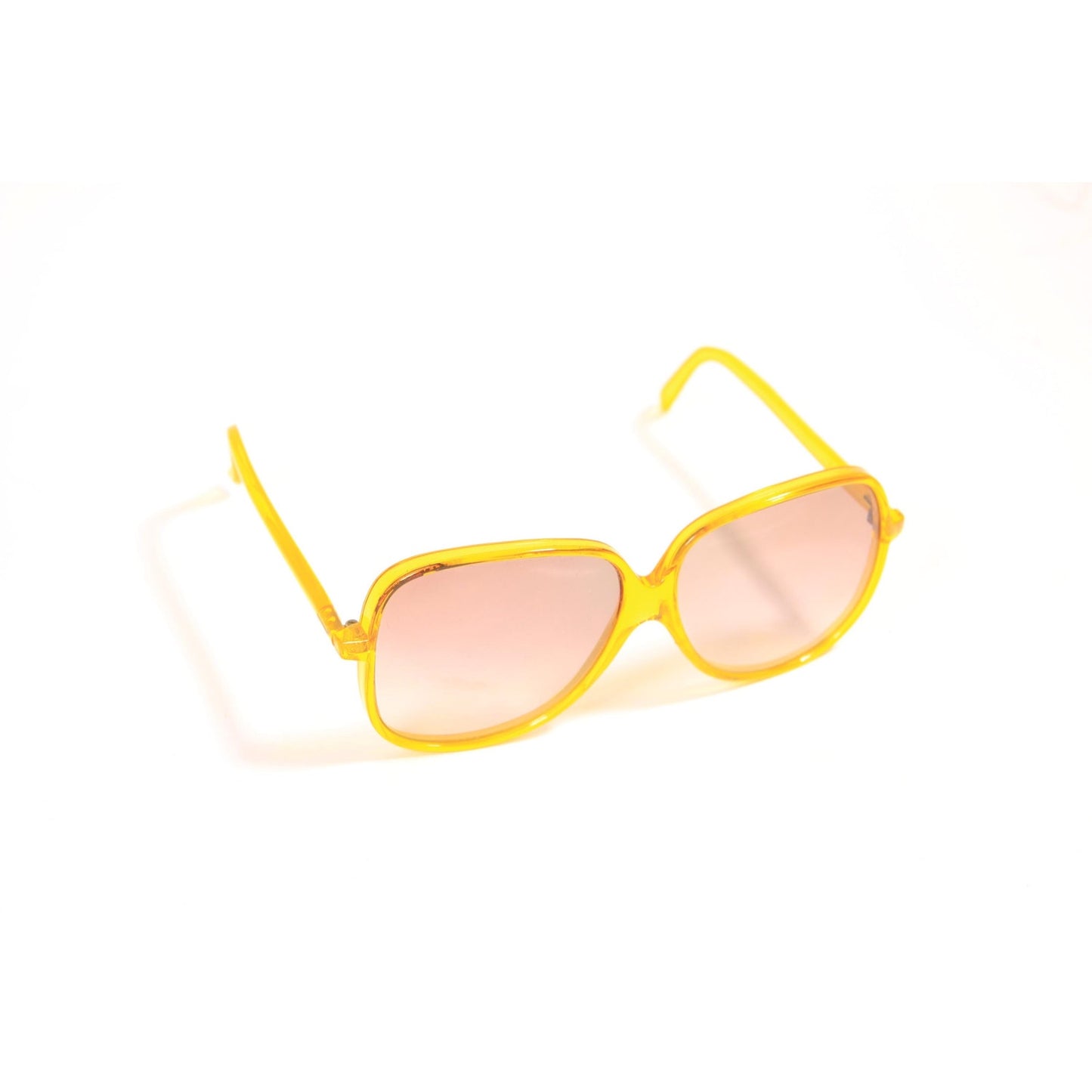 1970s Clear Yellow Oversized Plastic Frame Brown Tint Lenses Italy Sunglasses