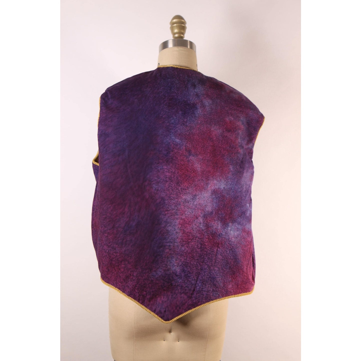 1980s Multi-Colored Patchwork Quilt Basket and Heart Sleeveless Reversible Galaxy Vest -XL