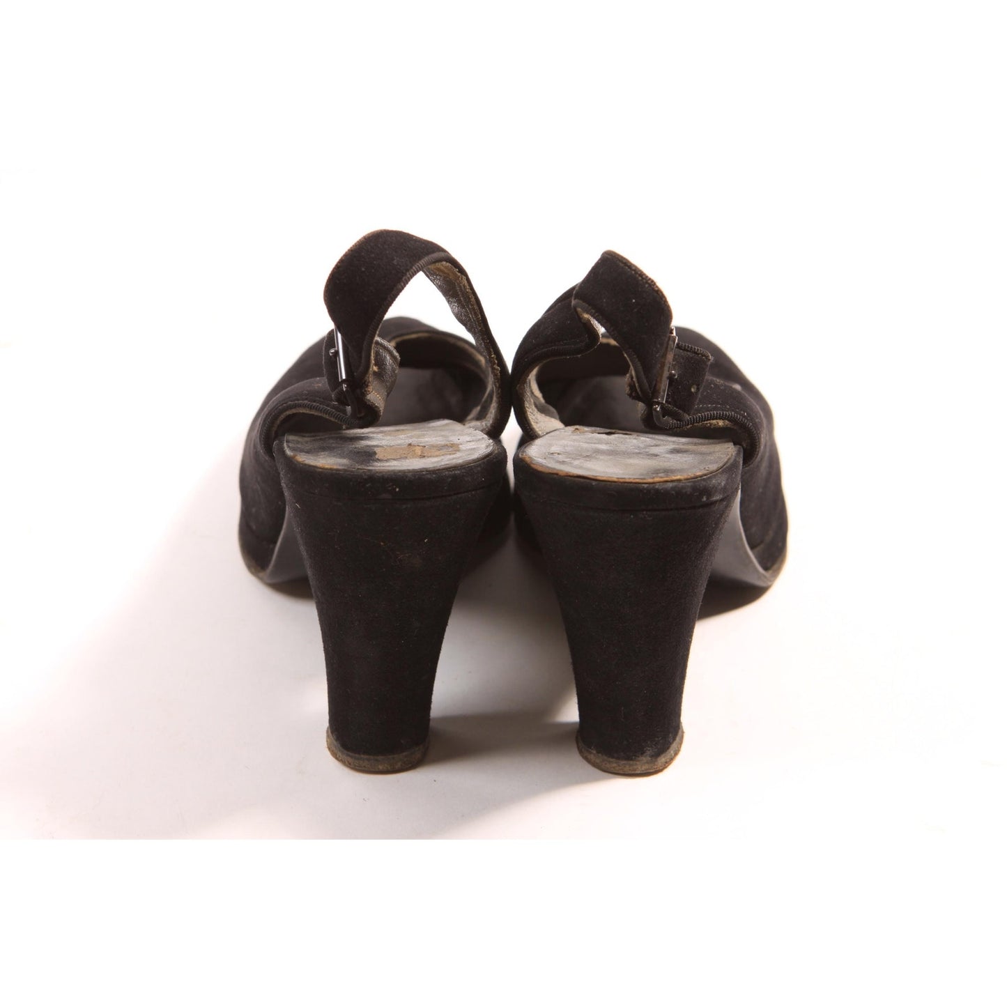 1940s Black Open Toe Slingback High Heel Pumps Shoes by I. Miller