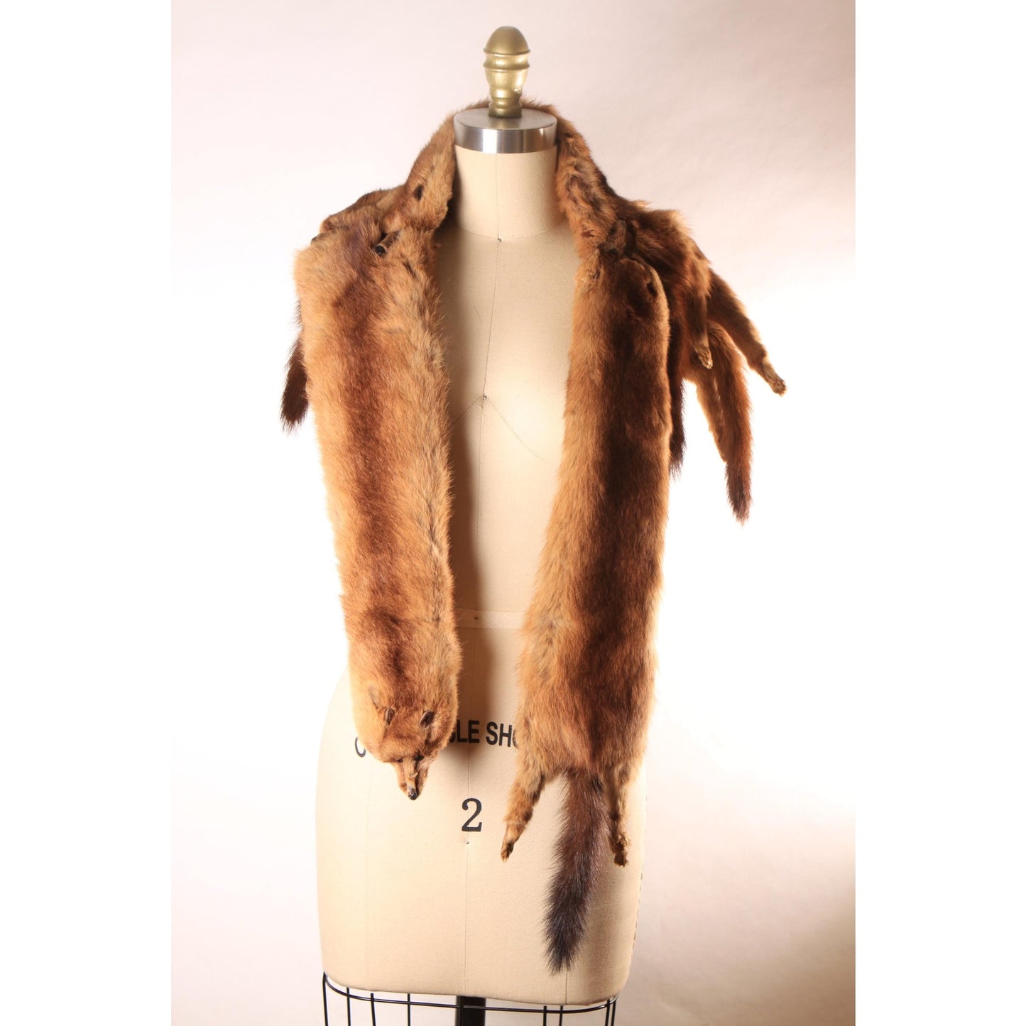 1950s Brown Four Piece Mink Fur Pelt Shawl Wrap by McDaniels