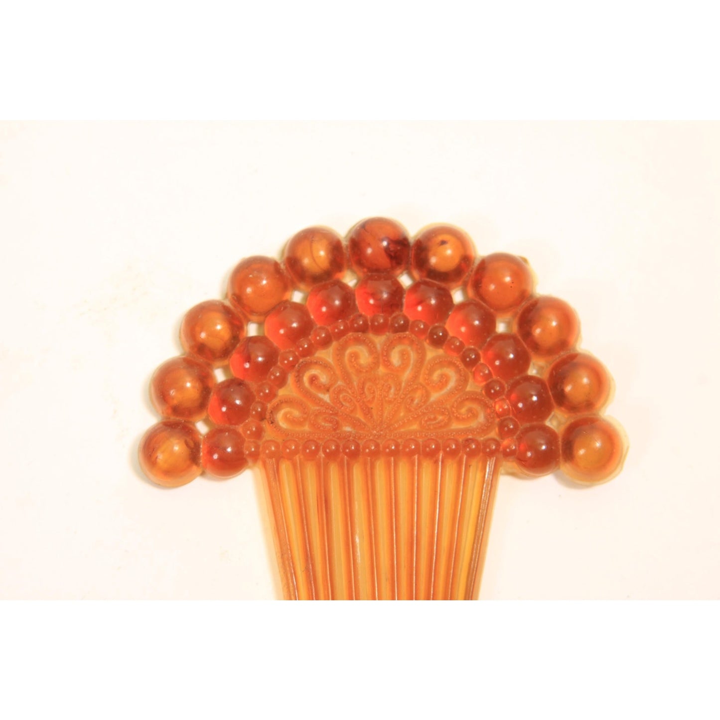 1930s 1940s Brown Plastic Fan Hair Comb