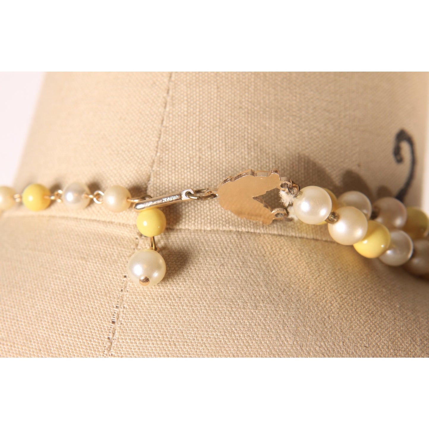1970s Yellow and Cream Beaded Double Strand Necklace by Japan