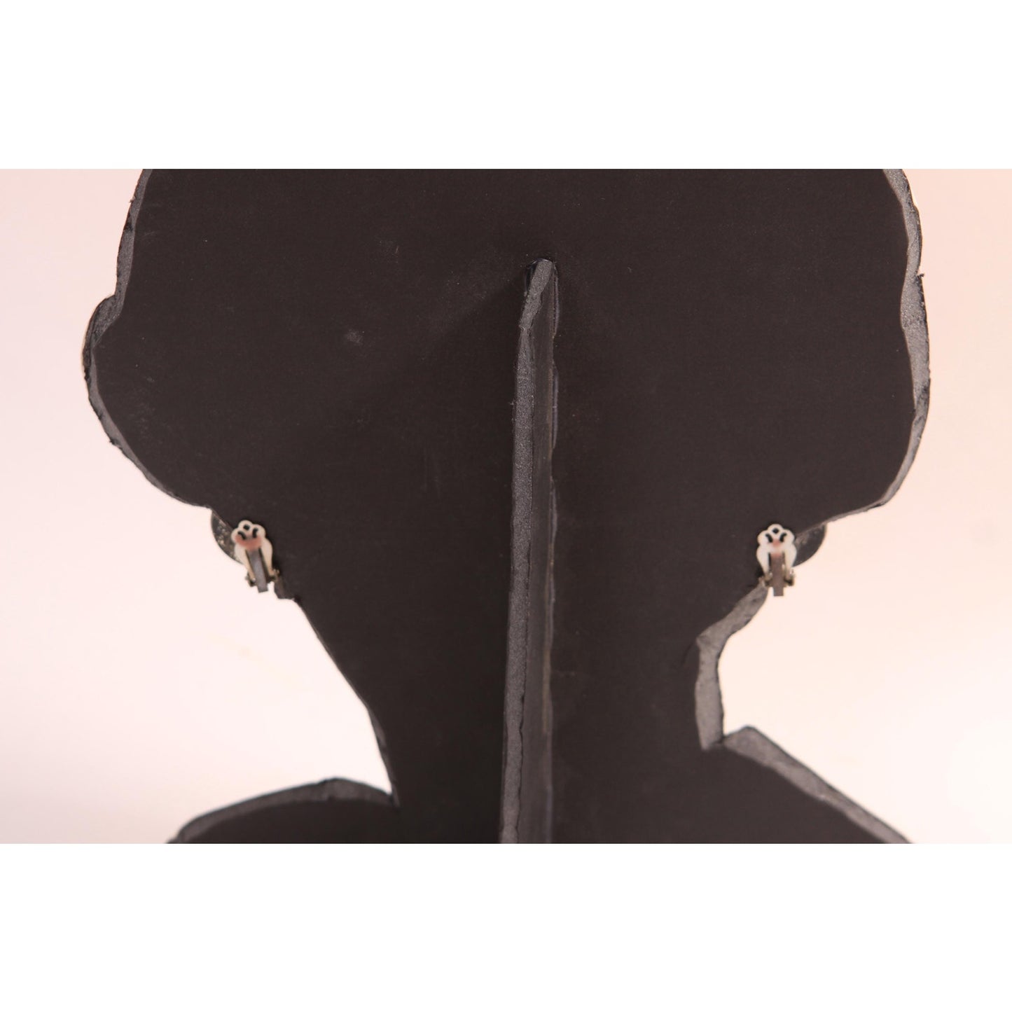 1950s 1960s Black and Gold Lace Lucite Plastic Clip On Earrings