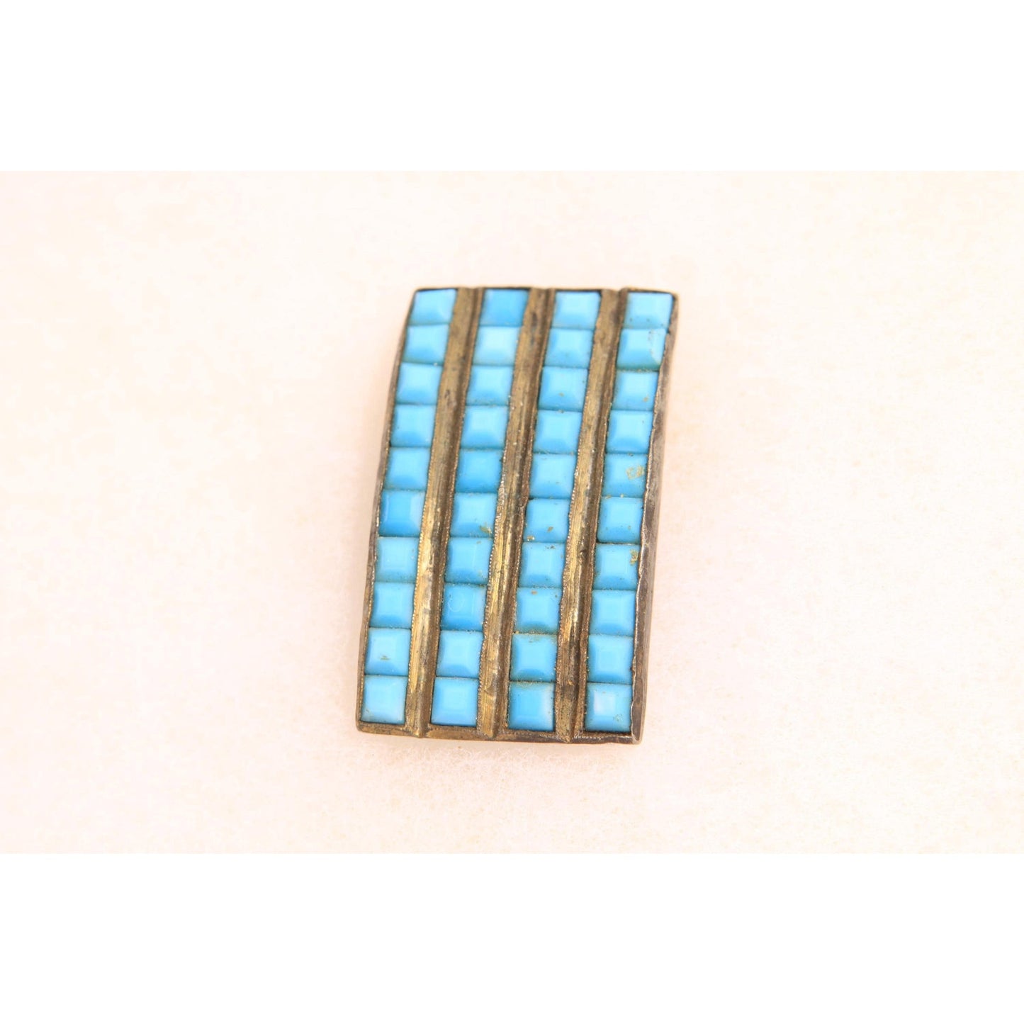 Antique 1920s Egyptian Revival Turquoise Blue Dress Fur Clip
