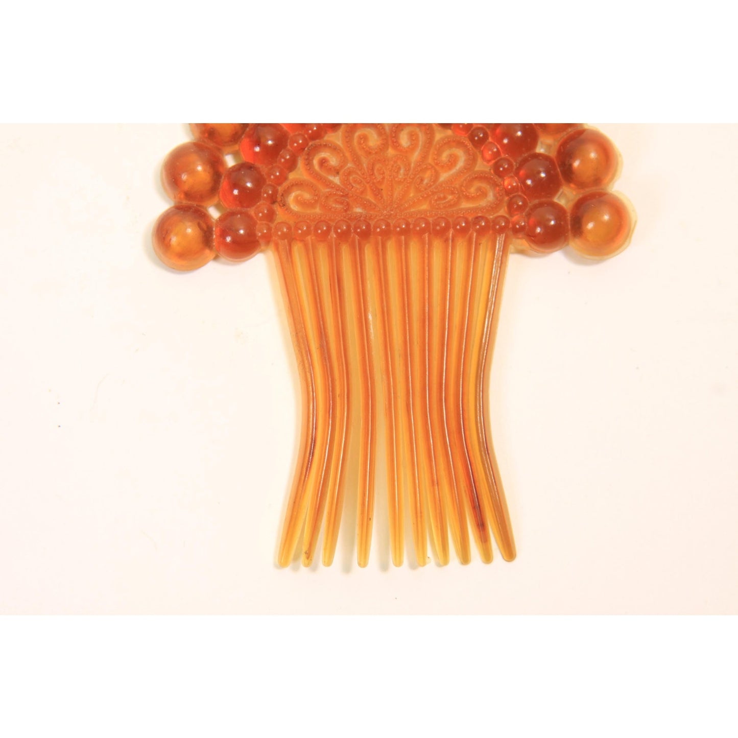 1930s 1940s Brown Plastic Fan Hair Comb