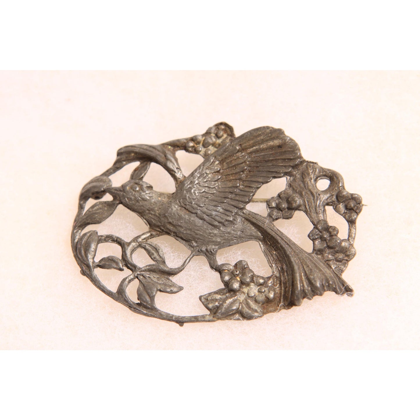 1930s Art Nouveau Novelty Pewter Flying Bird Brooch