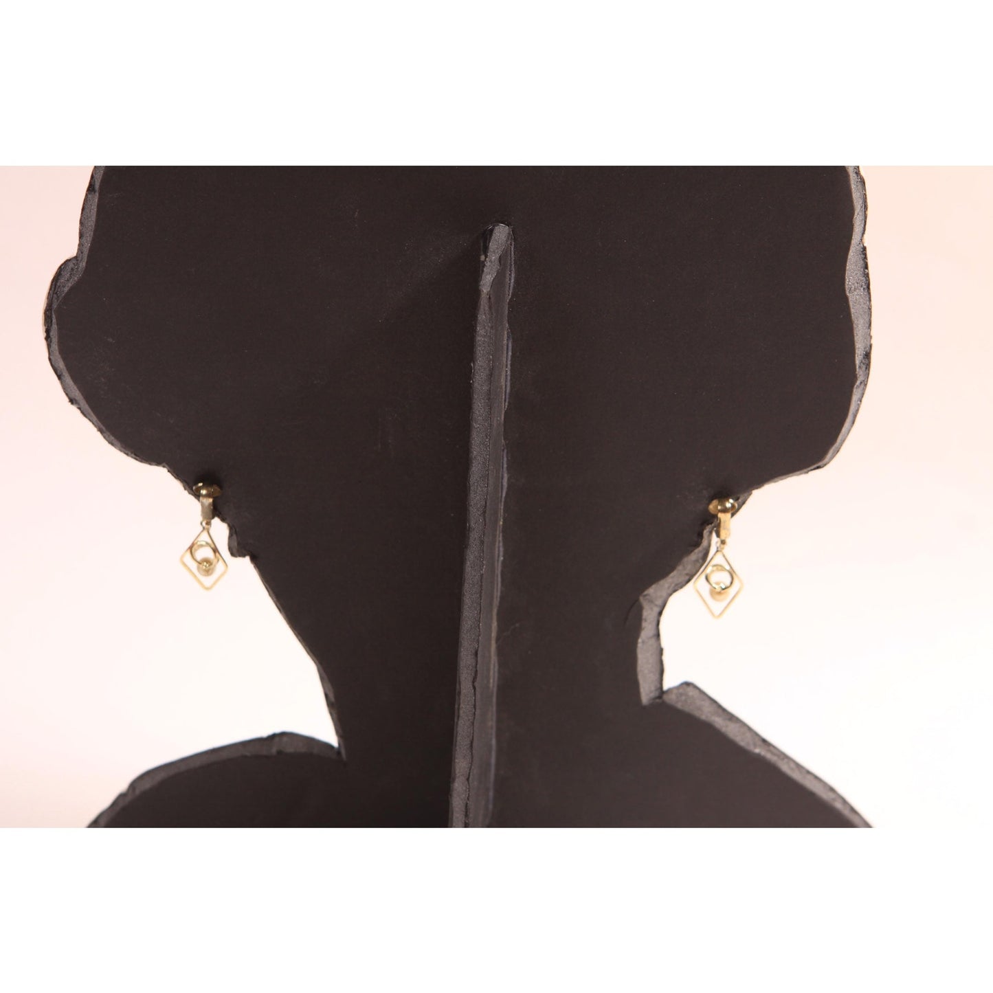 1950s Silver Tone Metal Geometric Faux Pearl Dangling Screw Back Earrings