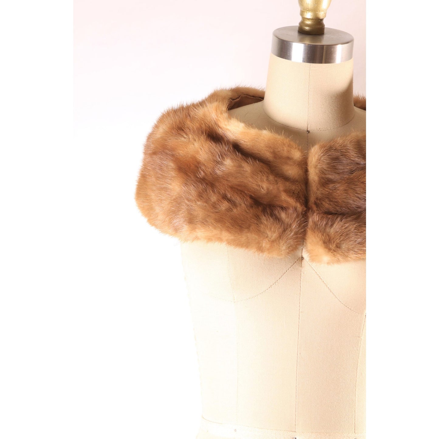 1950s Brown Mink Fur Shoulder Shawl Wrap Fur Collar