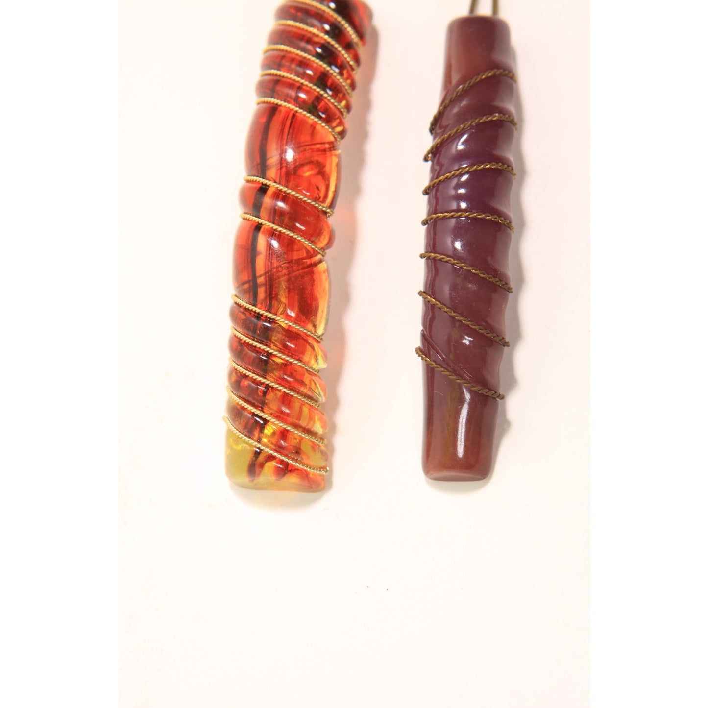 1940s 1950s Brown Tortoise and Purple Plastic Set of 2 Hair Barrette Clips