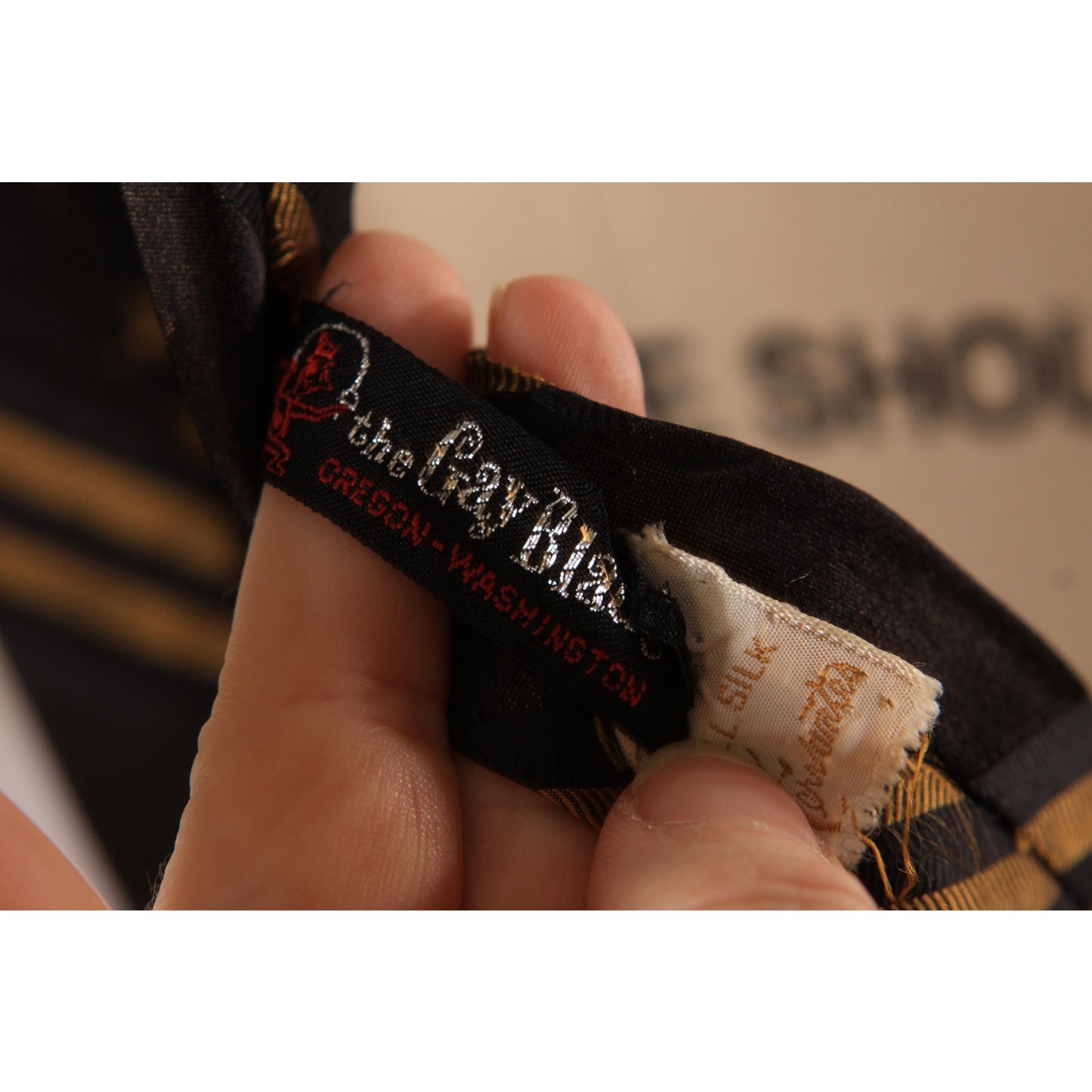 1960s Black and Dark Gold Striped Necktie Tie by The Gay Blade