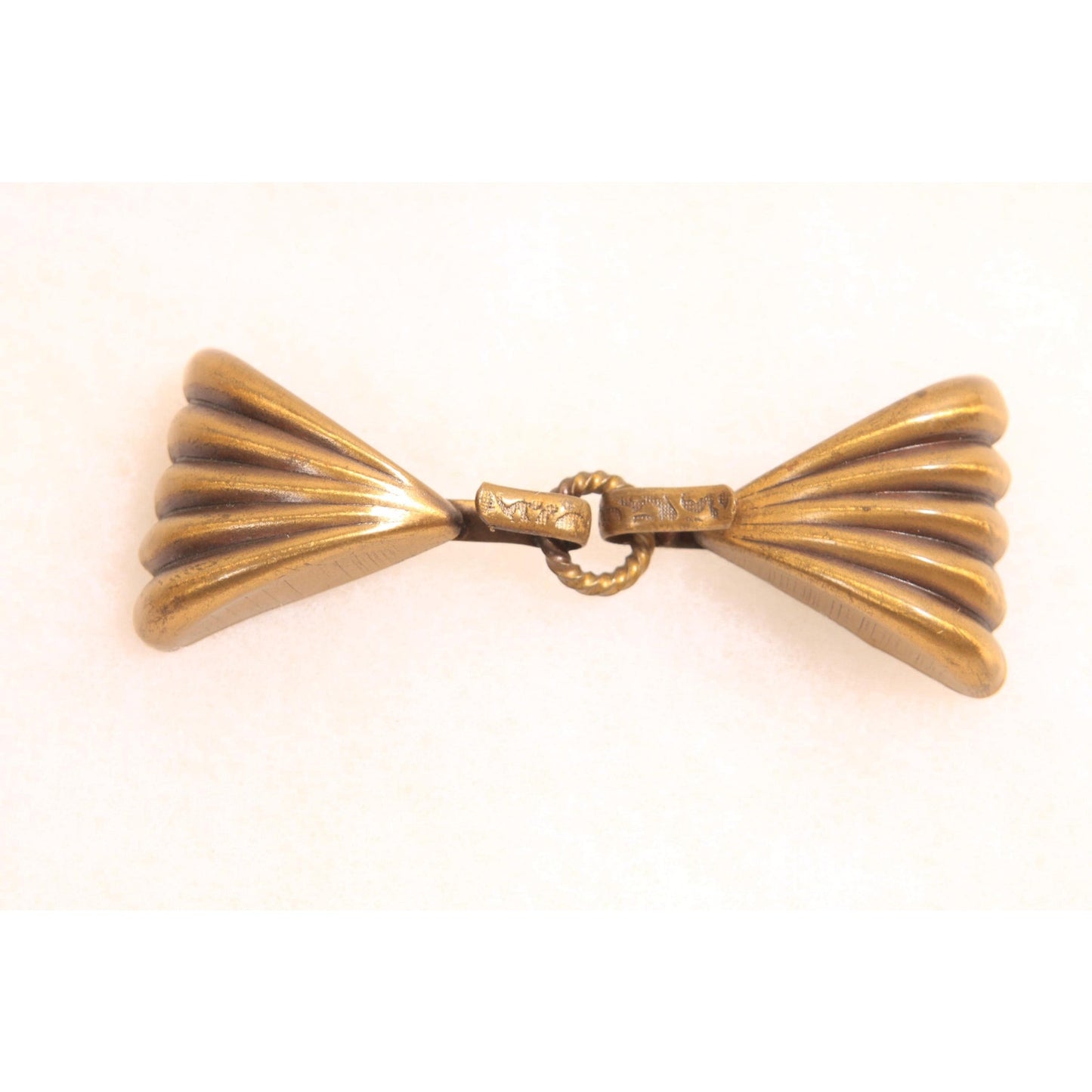 Antique 1920s Brass Gold Tone Metal Bow Shape Belt Buckle