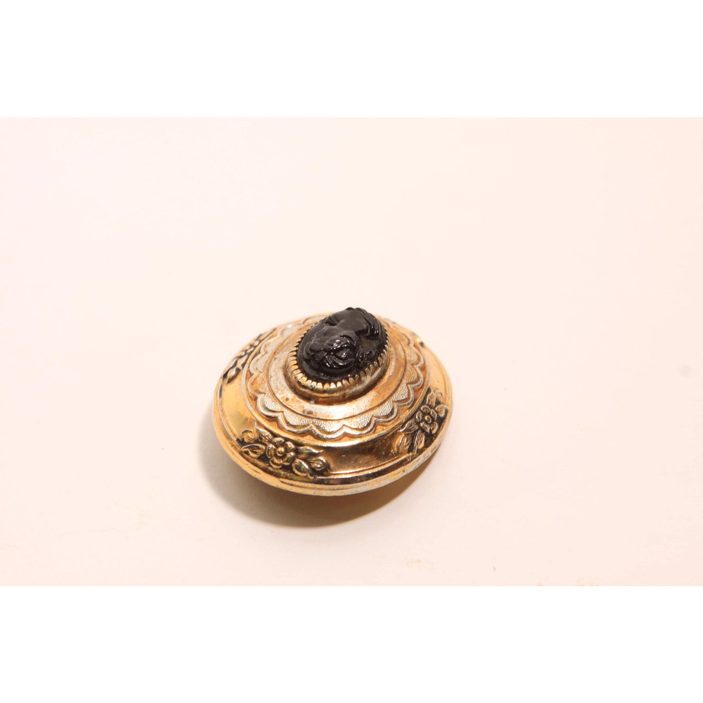 1950s 1960s Gold and Silver Tone Metal Oval Shaped Brooch by Coro