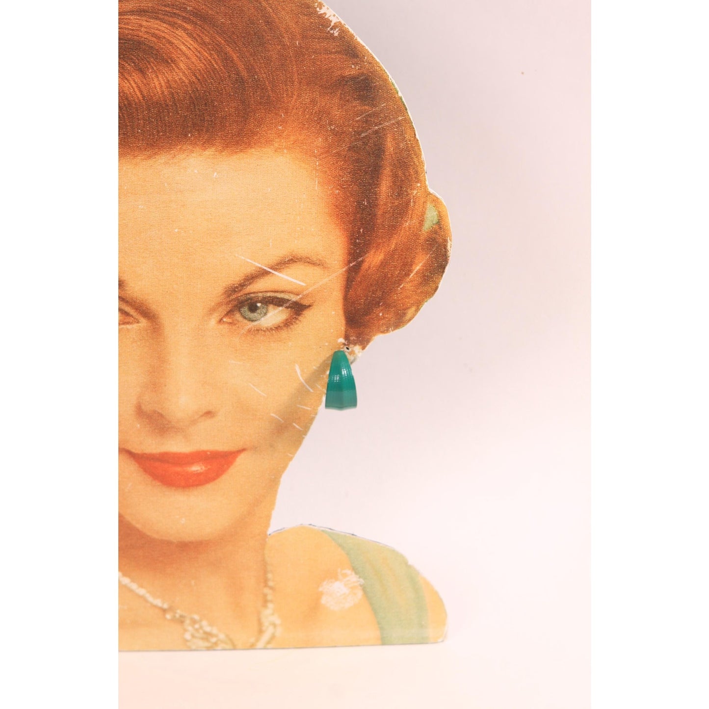 1970s Teal Blue Green Painted Metal Hoop Clip On Earrings