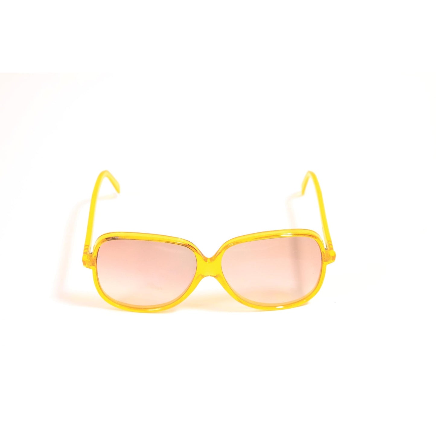 1970s Clear Yellow Oversized Plastic Frame Brown Tint Lenses Italy Sunglasses