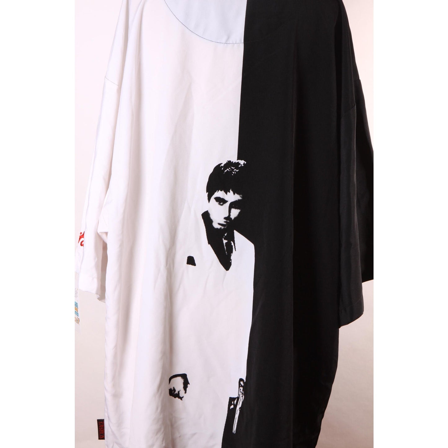Y2K 2000s Black, White and Red Novelty Tony Montana Scarface Button Down Shirt by Dragonfly Clothing -XXL