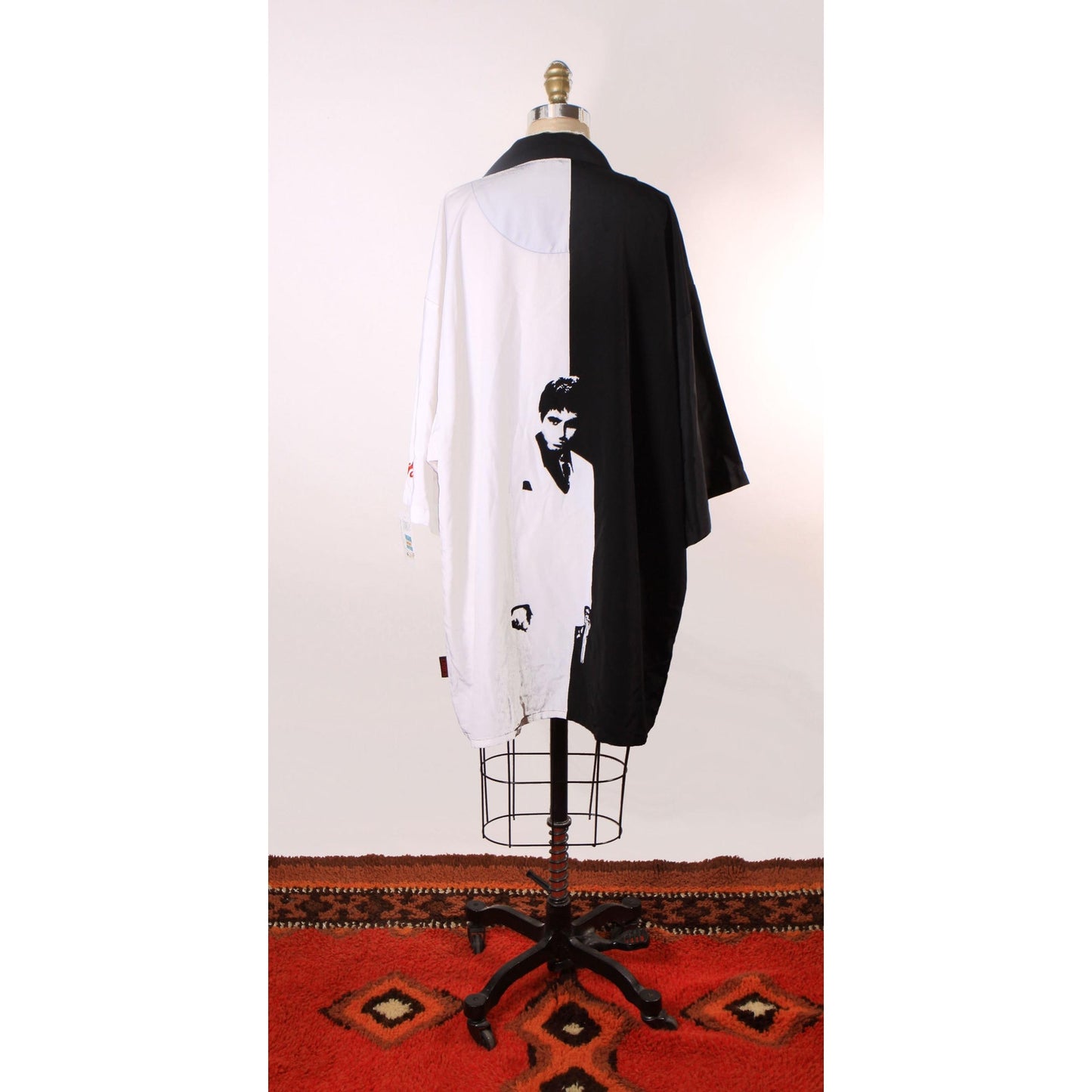Y2K 2000s Black, White and Red Novelty Tony Montana Scarface Button Down Shirt by Dragonfly Clothing -XXL