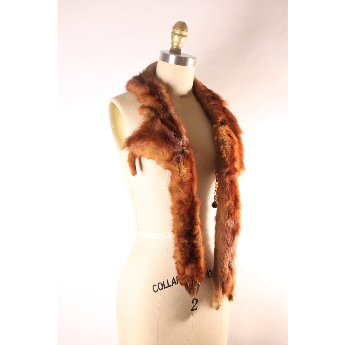 1950s Reddish Brown Mink Fur Three Piece Fur Wrap Shawl
