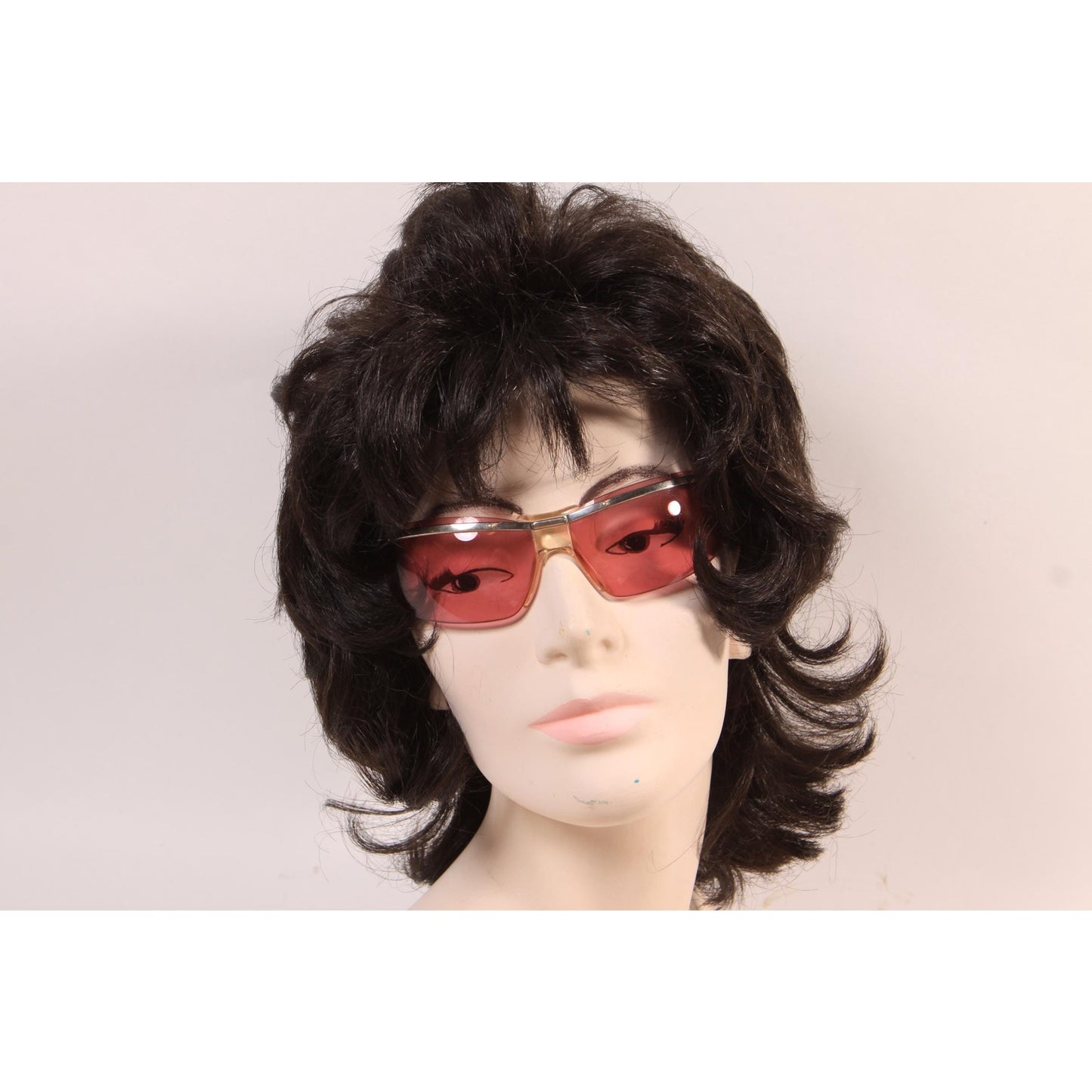 1960s Clear Pink and Silver Tone Metal Curved Frame Floating Lens Elvis Wrap Around Sunglasses by Renauld of France with Original Case