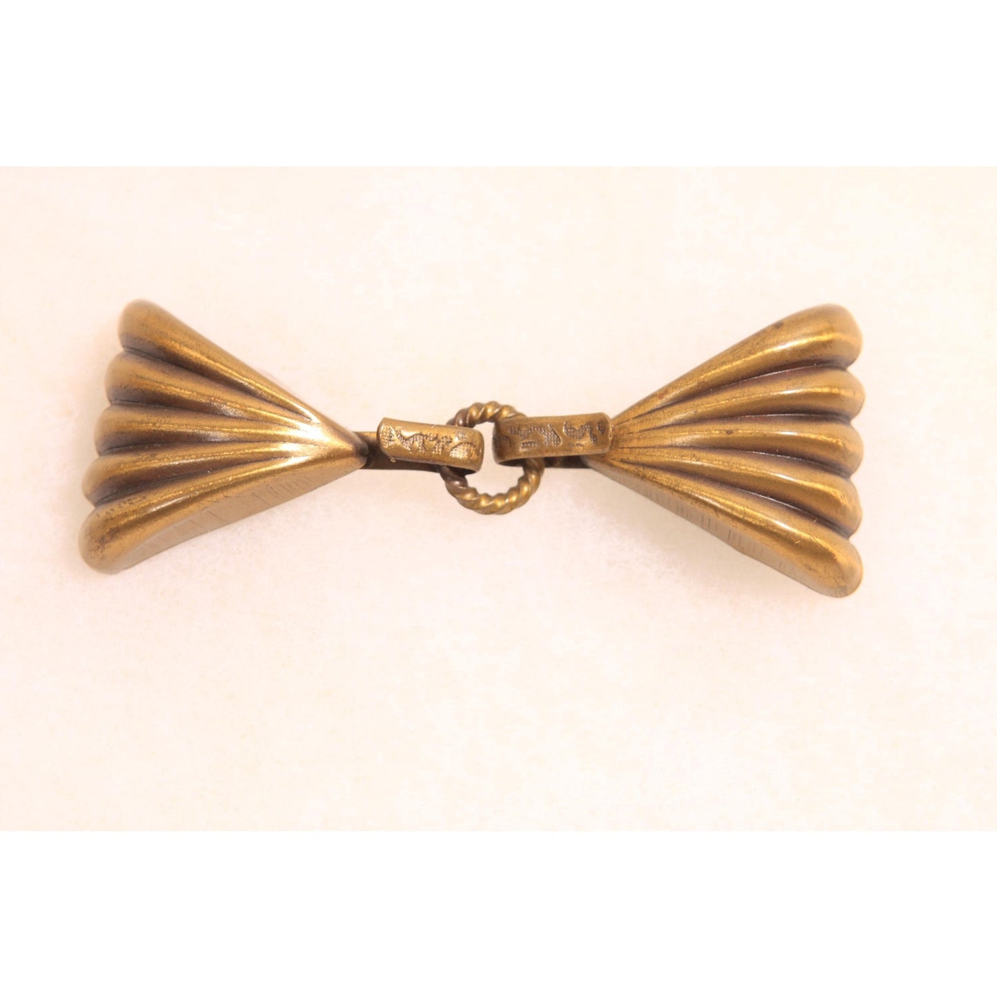 Antique 1920s Brass Gold Tone Metal Bow Shape Belt Buckle