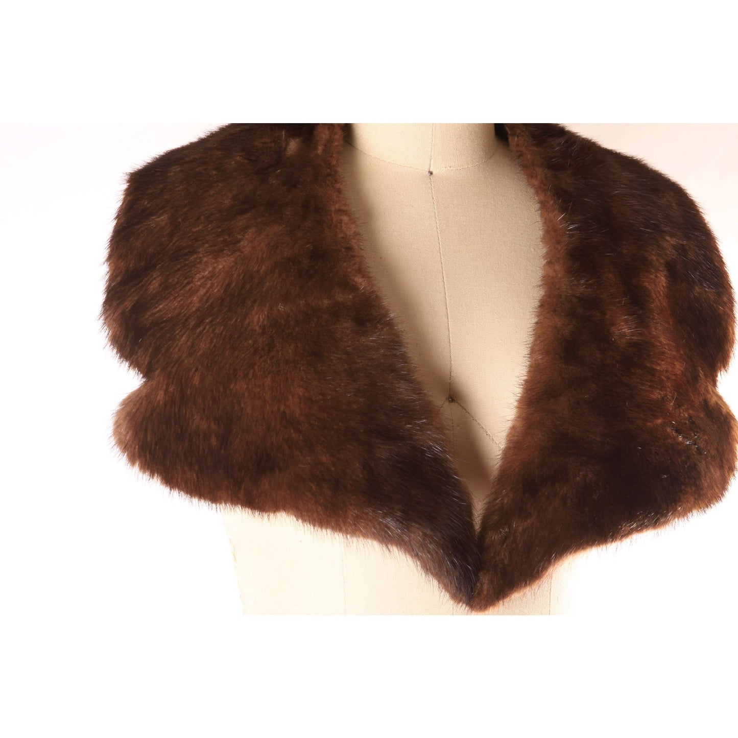 1950s Dark Brown Mink Fur Bib Collar